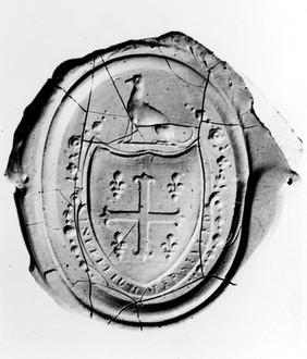 Seal of Edward Jenner. Presented to the university of Aberdeen, and which was formerly attached to a letter from Jenner to S.B. Labatt, M.D. Dublin.