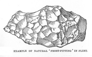 view Example of natural "frost-pitting" in flint.