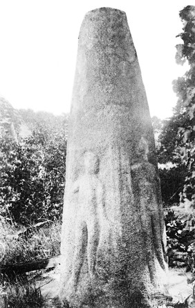 Figure of Mars carved on a Gallo-Roman menhir.