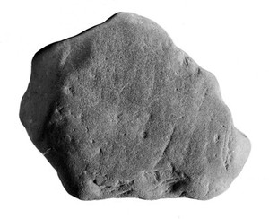view Naturally fractured stone resembling Palaeolithic implement.