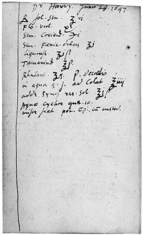 M0016127: Prescription recorded by William Harvey (1578-1657)