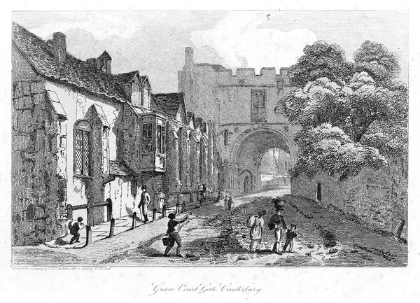 W. Harvey, View of Canterbury showing the Green Court Gate