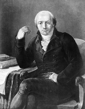 Franz Joseph Gall. Mezzotint by E.J. Ruhierre, 1839, after Marie-Guilhelmine Benoist.