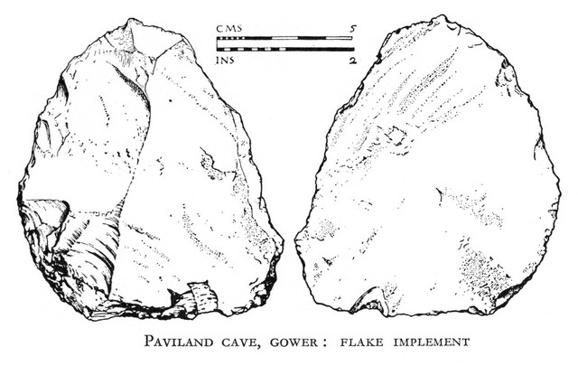 Flake of Middle Paleolithic type from Paviland Cave, Gower.