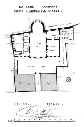 Plans of the estate of the Barbers' Company in Monkwell Stree