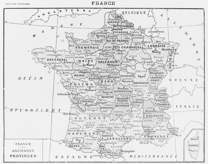 Ancient provinces, France and departments that replaced them.