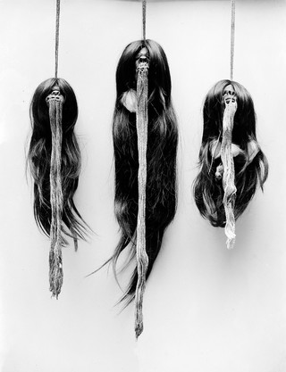 M0016731: Three tsantsa, or shrunken heads