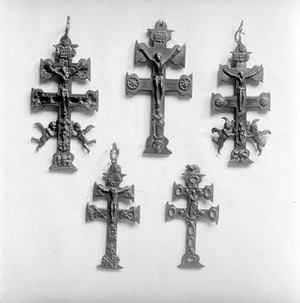 view Spanish amulets; Cross of Caravaca.