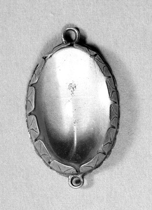 view Eye-shaped piece of rock crystal mounted as pendant.