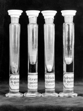 Original specimens of salts of quinine prepared by Pelletier.