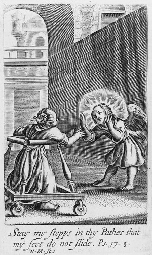 view Engraving of walking-stool,18thC