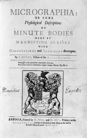 Robert Hooke, Micrographia, title page.