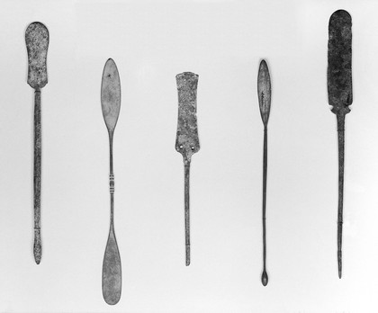 Roman and Greek bronze spatulae some with probe-ends