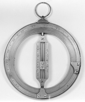 Equinoctial ring-dial (i.e. for Northern and Southern latitudes). Signed "Cary, London" undated, circa 1800 (with original case); showing detail of one side.