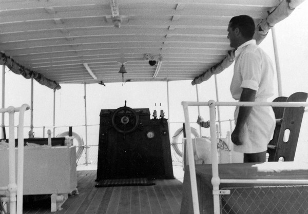 M0017410: The helm of the laboratory ship, the "Lady Dale" / M0017411: A laboratory on the "Lady Dale", a laboratory ship