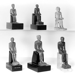 view Imhotep, six Ancient Egyptian figures, bronze