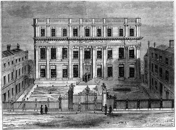 Powis House in 1714. The site of the National Hospital.