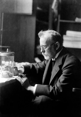 Paul Ehrlich (1854-1915) in his laboratory
