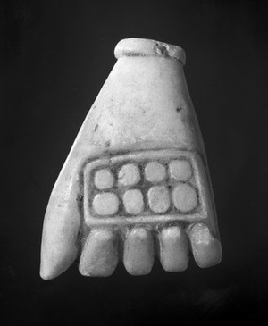 view Amuletic objects of stone in the form of a hand, Bolivia.