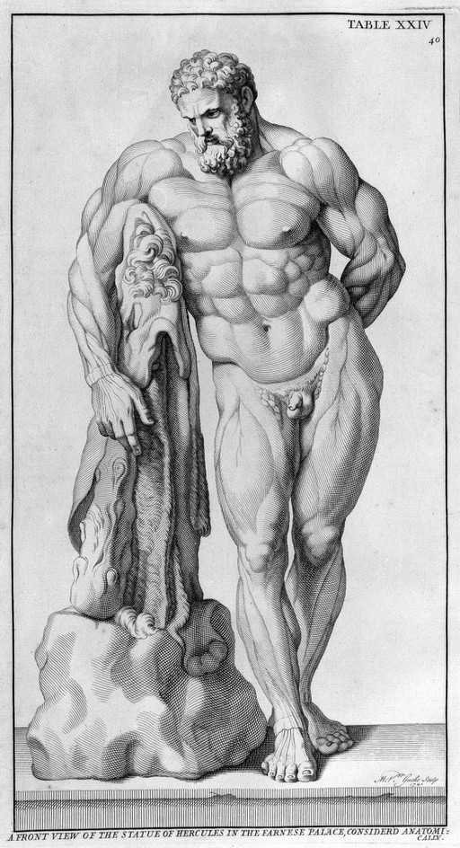 Engraving of a statue of Hercules (in Farnese Palace), 1721