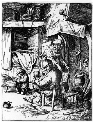 M0018145: A father feeding his infant whilst the mother attends to domestic jobs, 1648