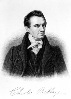 Charles Babbage. Stipple engraving by R. Roffe, 1833.