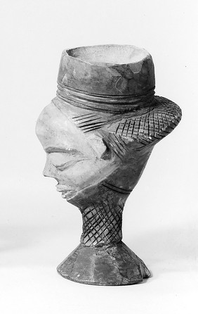 Wooden head beaker, Congo, Africa.