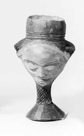 Wooden head beaker, Congo, Africa.