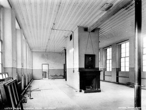 view Glasgow Royal Infirmary, Scotland: interior of the Lister Ward during demolition. Photograph by Annan, 1924.