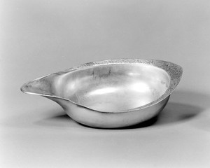 view Pap boat-silver incised decoration, date mark 1806-1807