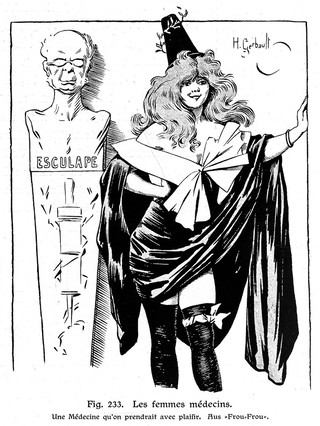 M0018515: "Les femmes Medecins", French satirical drawing