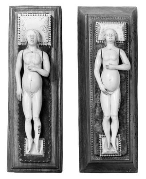 view Anatomical figures in ivory; 2 females