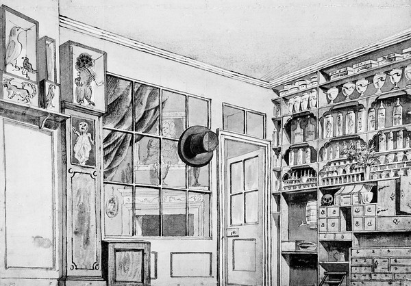 An interior of 'Marshalls', a famous dentist's shop near Berwick Street, Soho. Watercolour, 1789.