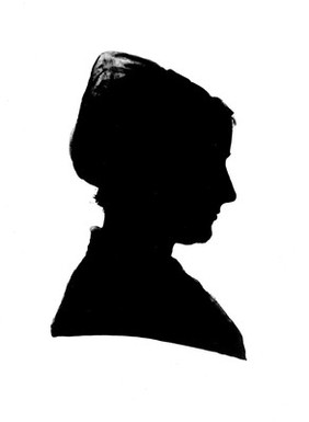 Heads of eleven members of the Lister family. Photographs of silhouettes.