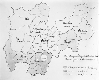 Map: incidence of pellagra in S. Tirol.