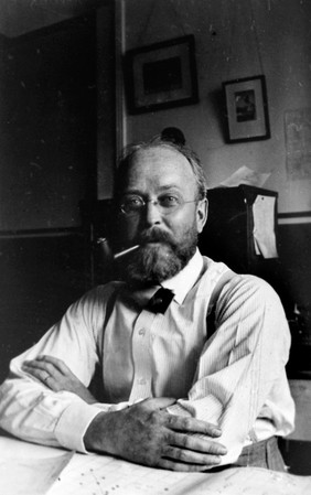 Portrait of Y. Henderson?, 1873-1944, seated, smoking pipe. (Sitter unconfirmed).