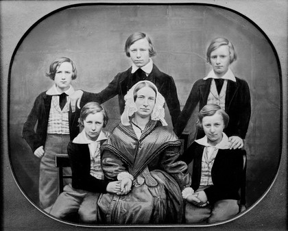 A family group of five sitters, possibly connected with Billroth. From a cache of photographs connected with Billroth