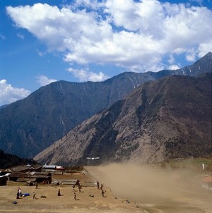 view Nepal; air transport in the Khumbu, 1986. As N0022554C with aircraft taking off above the