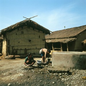 view Nepal; village well, Rapti Valley, Terai, 1986