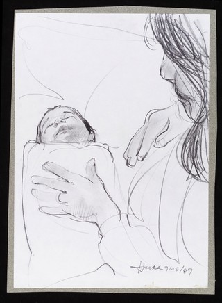 Mother with swaddled newborn baby - Palestine