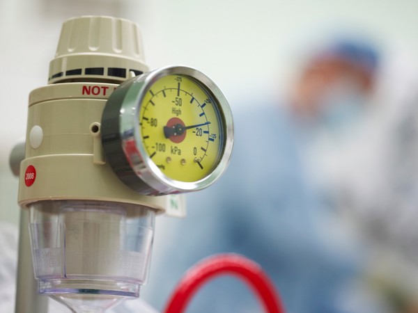 Pressure gauge on heart-lung machine.