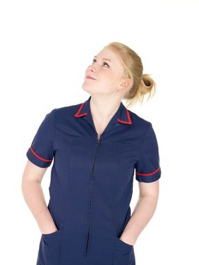 Young white female health professional in uniform. 