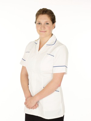 view Young white female health professional in uniform. 