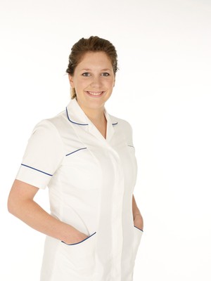 view Young white female health professional in uniform. 