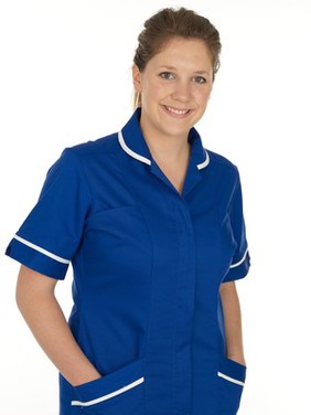 Young white female health professional in uniform. 