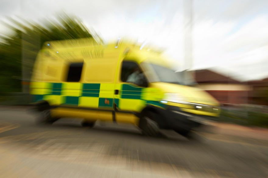 Ambulance on route to an emergency call out, UK.