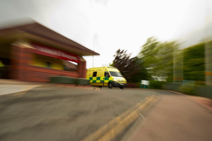 Ambulance on route to an emergency call out, UK.