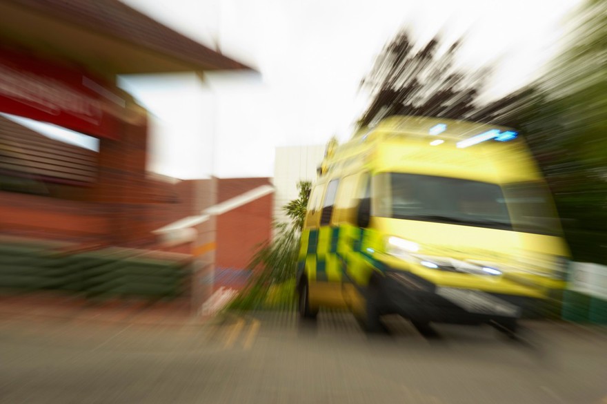 Ambulance on route to an emergency call out, UK.