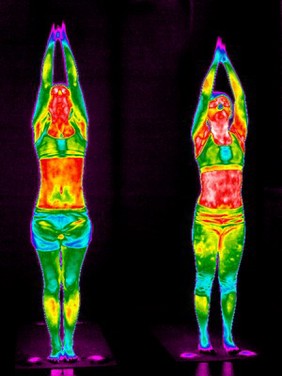 Yoga practice illustrated with thermography