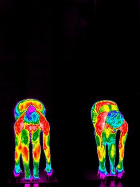 Yoga practice illustrated with thermography